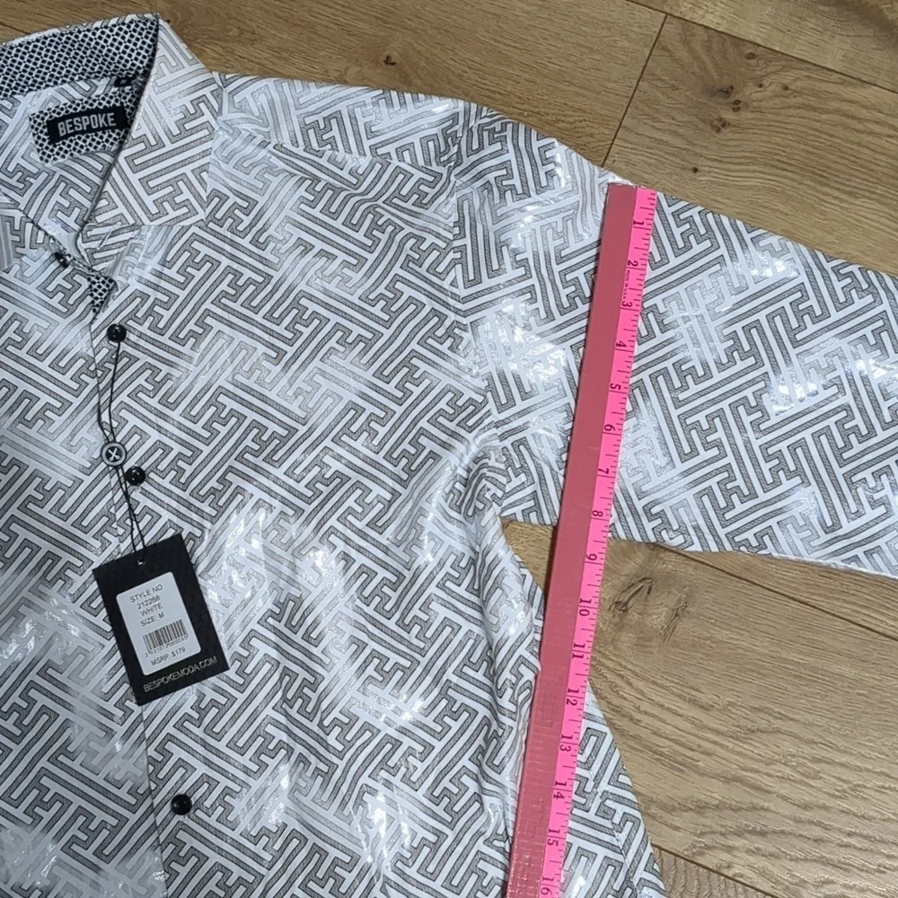 Bespoke Moda Maze Pattern Metallic Long Sleeve Men's dress shirt Size Medium NWT